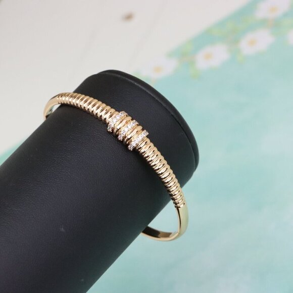 Chic Rose Gold Bangle with Textured Bead Design, XPBL0564 - Picture 6 of 12